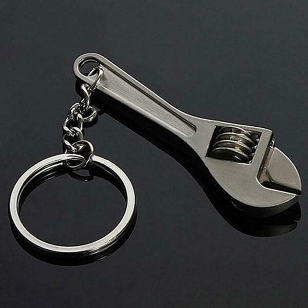 silver spanner keyring